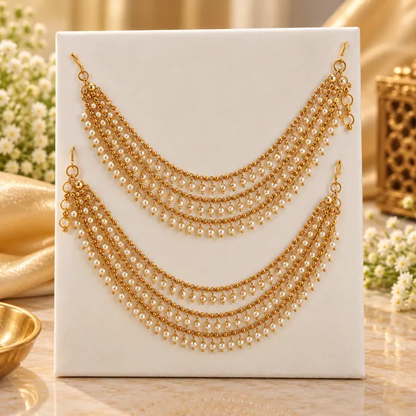 Radiant_Pearl_Cluster_Gold_Hair_Chains_Pack_Of_2