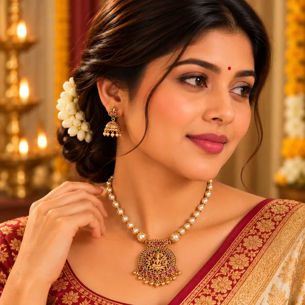 Lakshmi_Pearl-Strand_Temple_Necklace_Set
