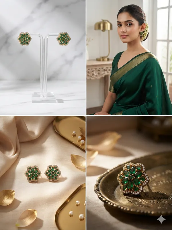 Blooming_Emerald_Floral_Studs_Pack_Of_2