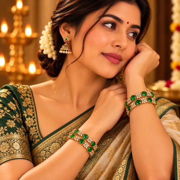 Royal_Oval_Emerald_Gold-Tone_Bangles_Pack_Of_2