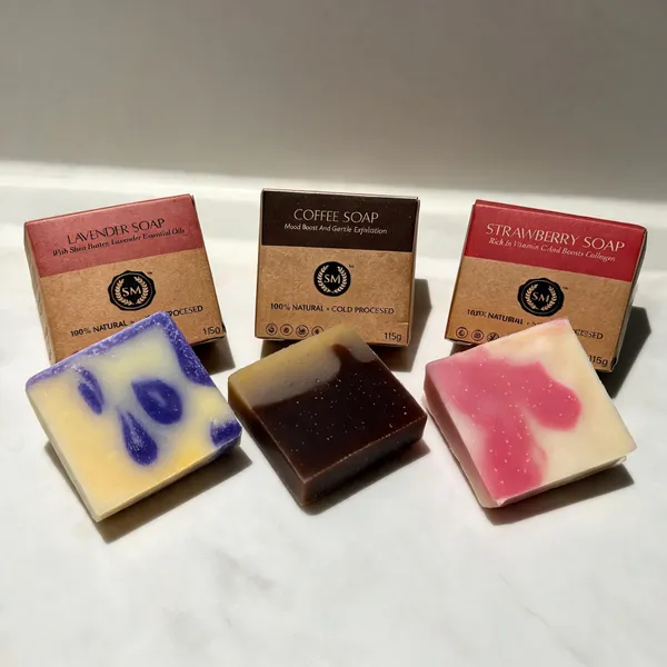 Pack_of_3_—_Lavender_Shea_Butter_Moisturizing_Cold_Processed_Soap,_Coffee_Exfoliating_Cold_Processed_Soap,_and_Strawberry_Cold_Processed_Soap