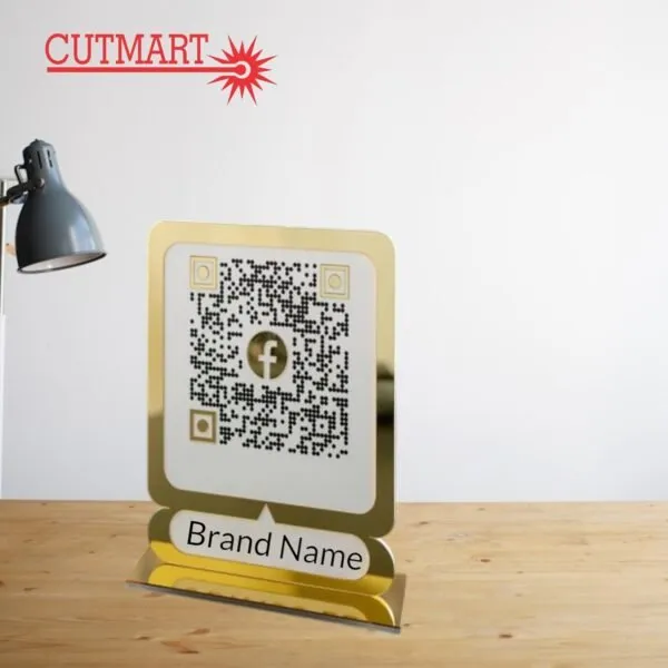 Acrylic_Golden_Single_Logo_Qr_Code_Stand_For_Shops