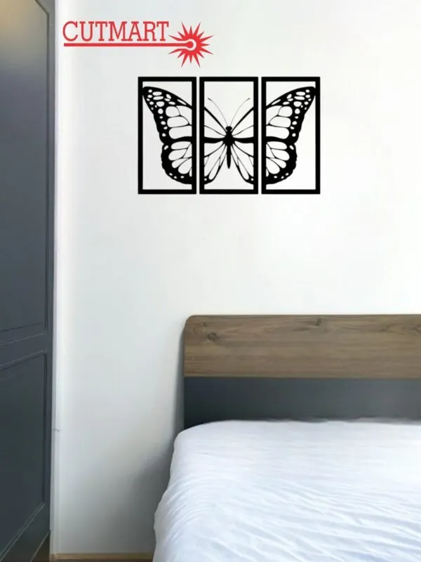 Mdf_Black_Butterfly_3-Part_Wall_Decor_36X24_Inch