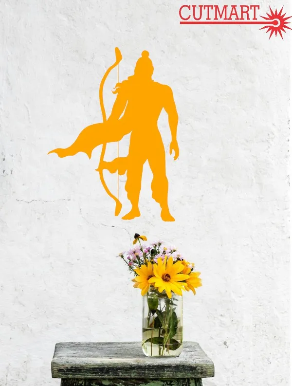 Mdf_Orange_Shri_Ram_2D_Wall_Art_Hanging_36X18_Inch