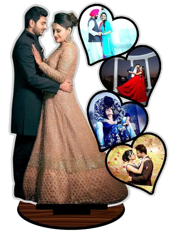 Mdf_Black_Heart_Shape_Personalised_Couple_Photo_Frame_10X10_Inch