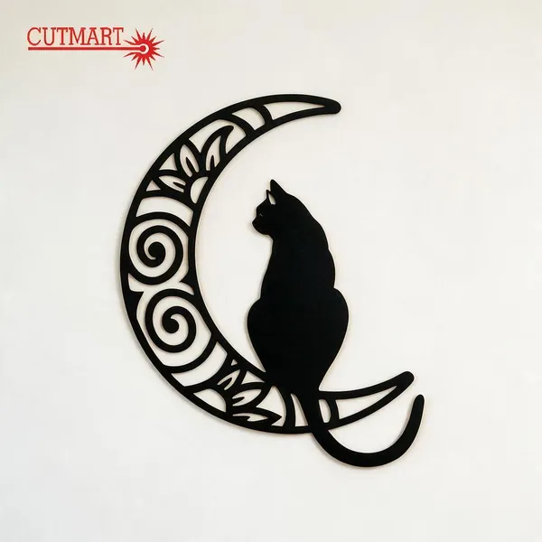 Mdf_Black_Cat_Cutout_Wall_Decor_36X20_Inch