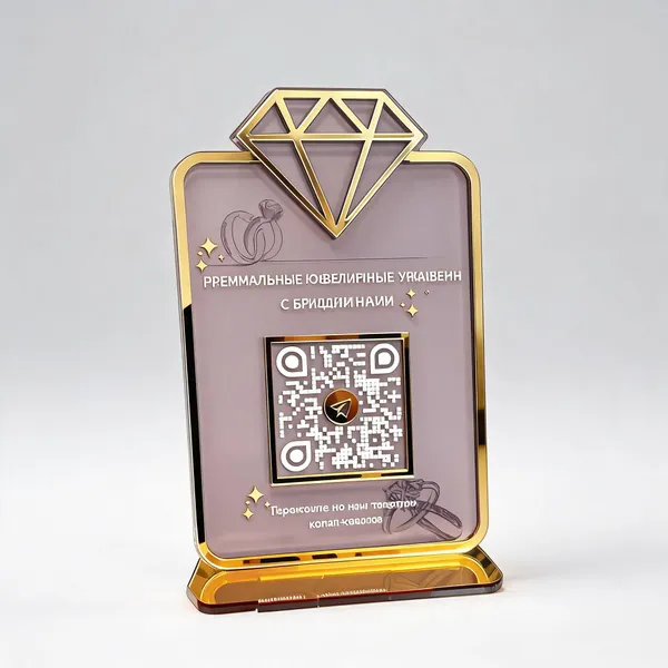 Acrylic_Gold_And_White_Customizable_Qr_Code_Display_Stand