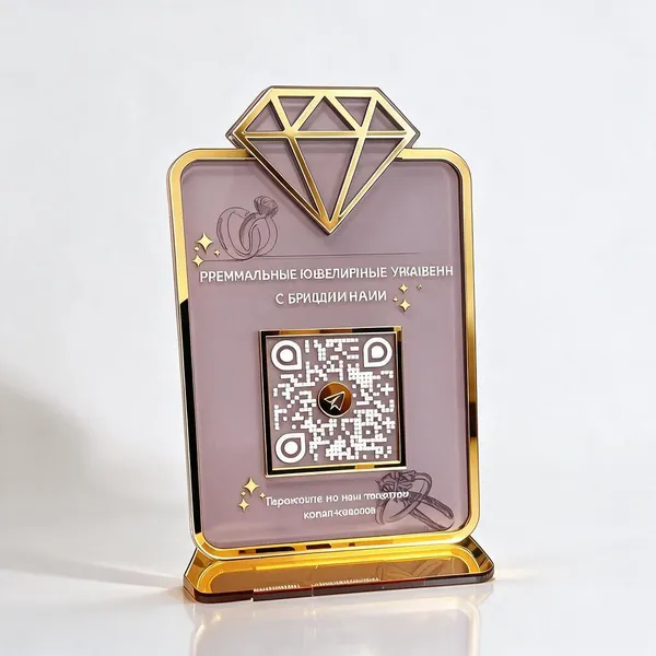 Acrylic_Gold_And_White_Customizable_Qr_Code_Display_Stand