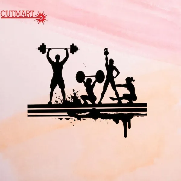 Mdf_Black_Gym_Fitness_Laser_Cut_Wall_Art_36X24_Inches
