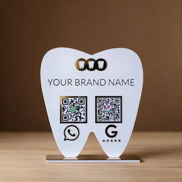 Acrylic_Gold_White_Qr_Code_Stand_For_Dentists
