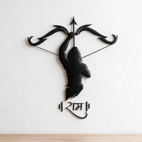 Mdf_Black_Shri_Ram_Dhanush_Religious_Wall_Art