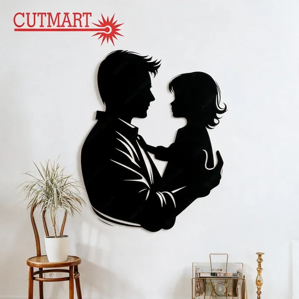 Mdf_Black_Father_Daughter_Laser_Cut_Wall_Art_36X24_Inches