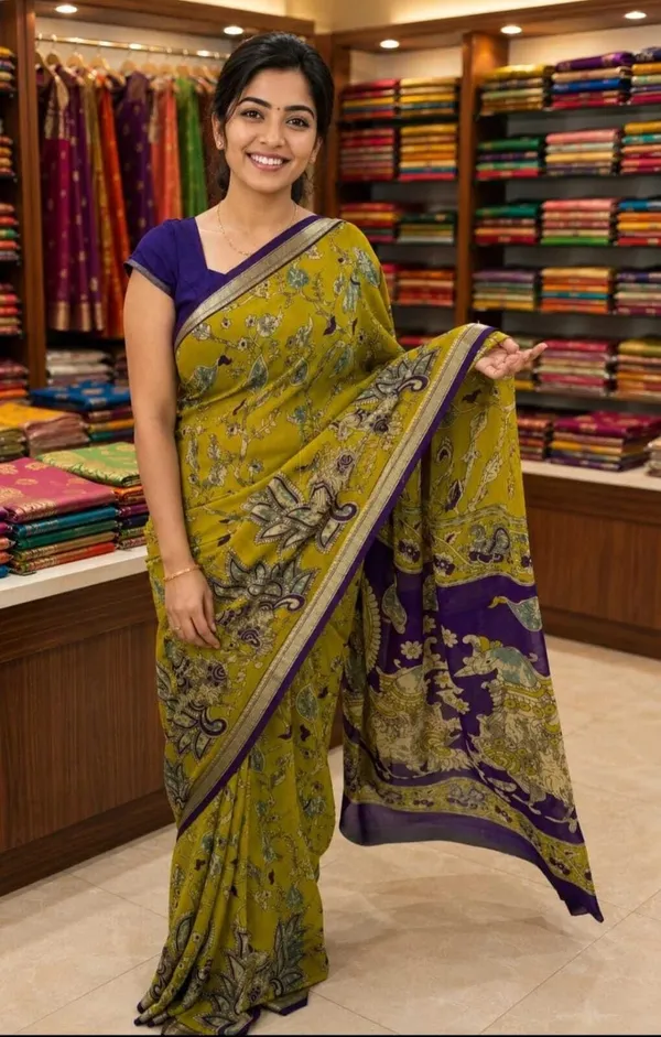 Mustard_Purple_Banarasi_Silk_Printed_Saree_For_Women