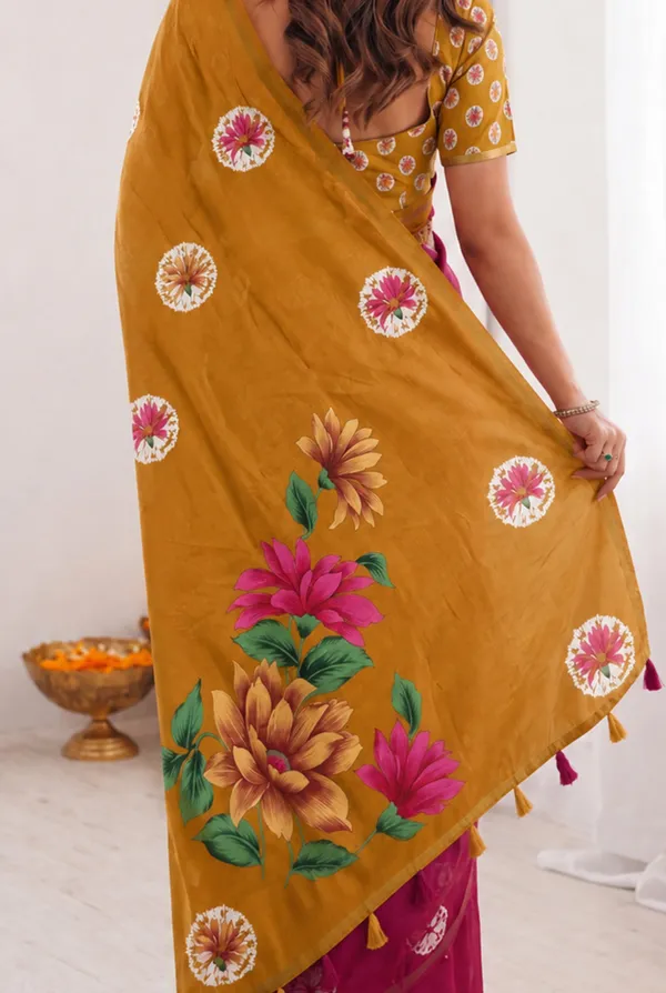 Magenta_Yellow_Cotton_Silk_Floral_Print_Saree_For_Women