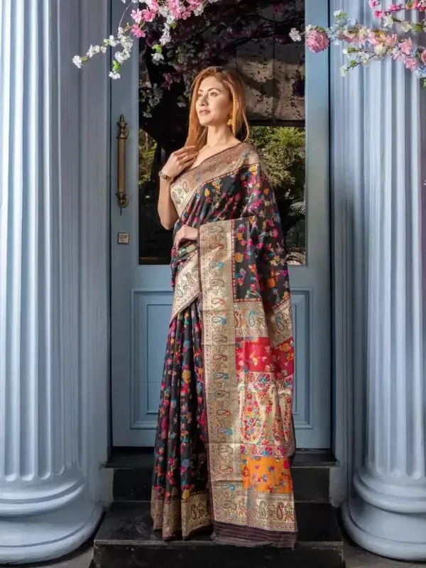 Grey_Multicolor_Banarasi_Soft_Saree_For_Women