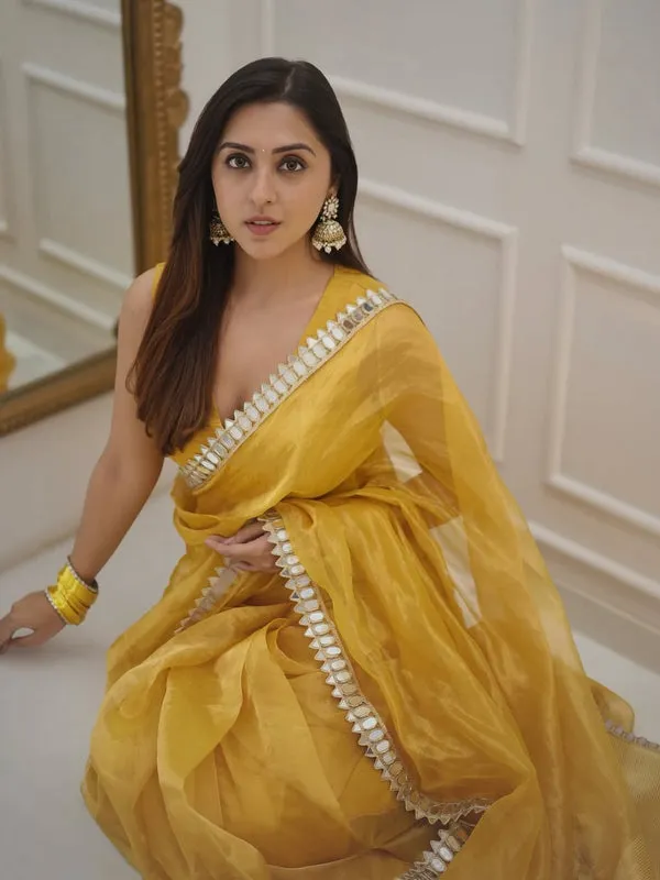 Haldi_Yellow_Space_Silk_Embellished_Saree_For_Women