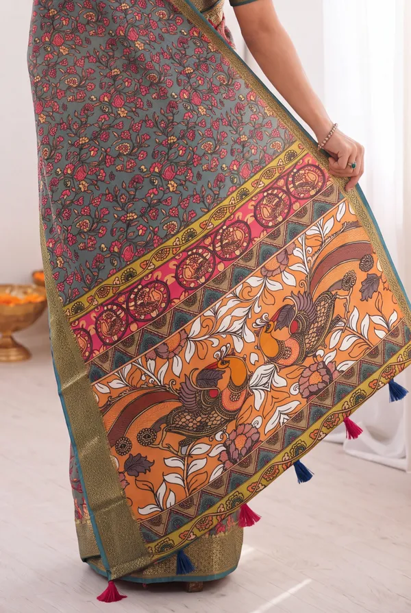Slate_Grey_Linen_Cotton_Printed_Saree_For_Women