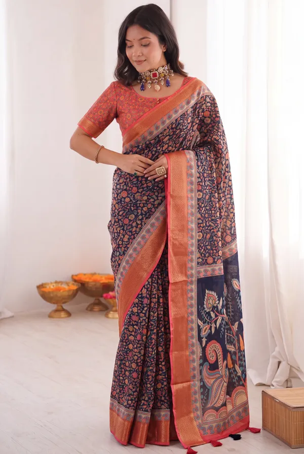 Midnight_Navy_Blue_Linen_Cotton_Printed_Saree_For_Women