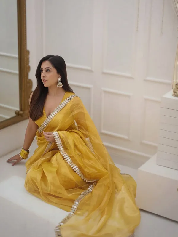 Haldi_Yellow_Space_Silk_Embellished_Saree_For_Women