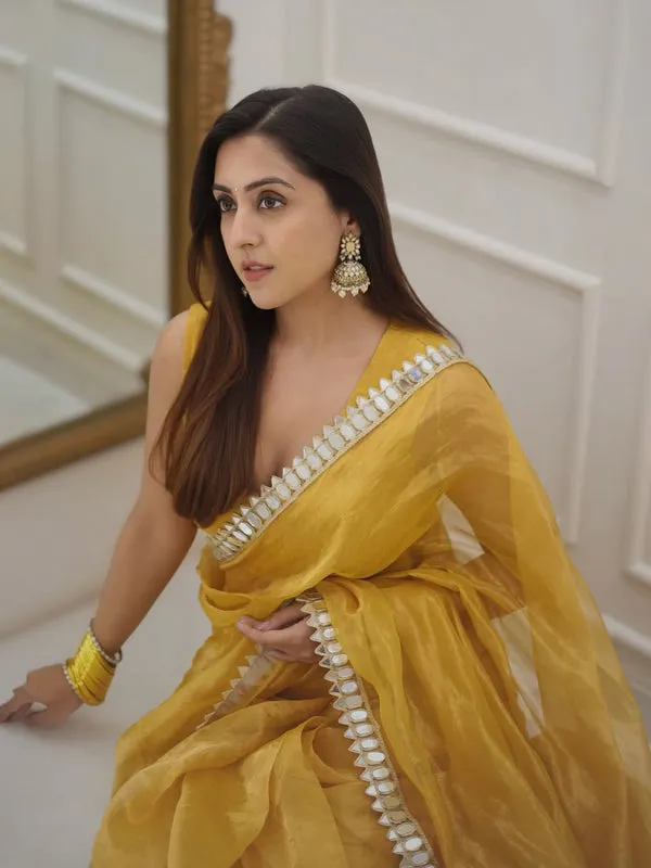 Haldi_Yellow_Space_Silk_Embellished_Saree_For_Women