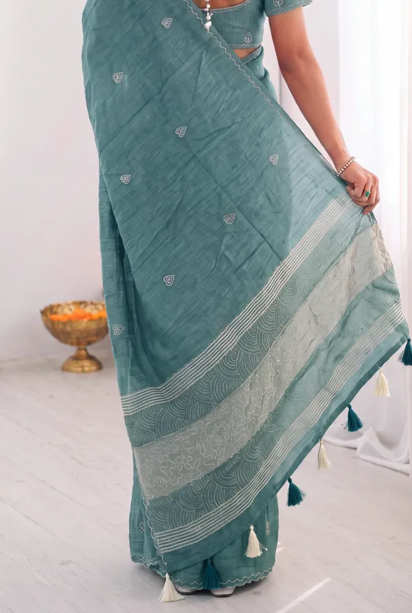 Sea_Green_Handloom_Fabric_Printed_Saree_For_Women