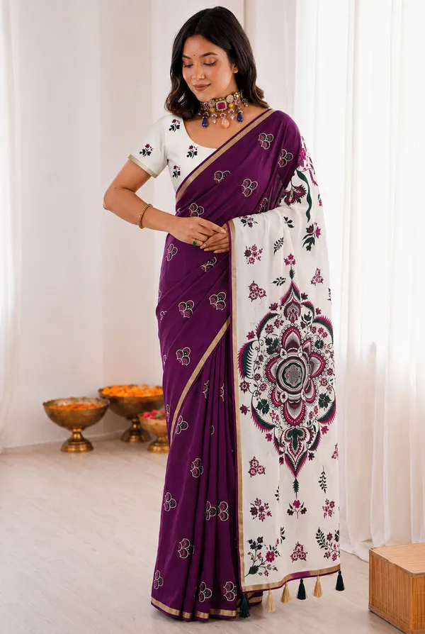 Deep_Purple_Mul_Cotton_Silk_Floral_Print_Saree_For_Women