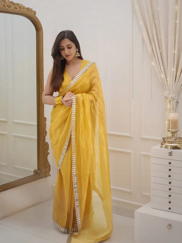 Haldi_Yellow_Space_Silk_Embellished_Saree_For_Women