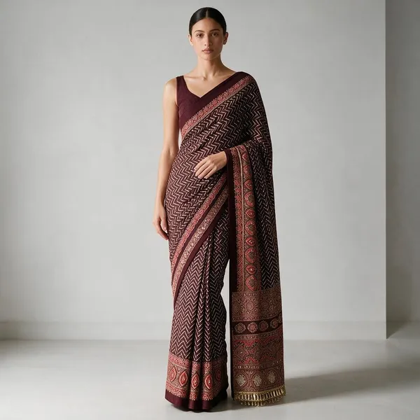 Maroon_Pure_Arjakh_Sartin_Viscous_Silk_Saree_For_Women