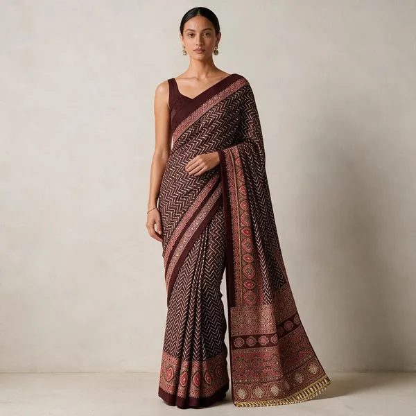 Maroon_Pure_Arjakh_Sartin_Viscous_Silk_Saree_For_Women