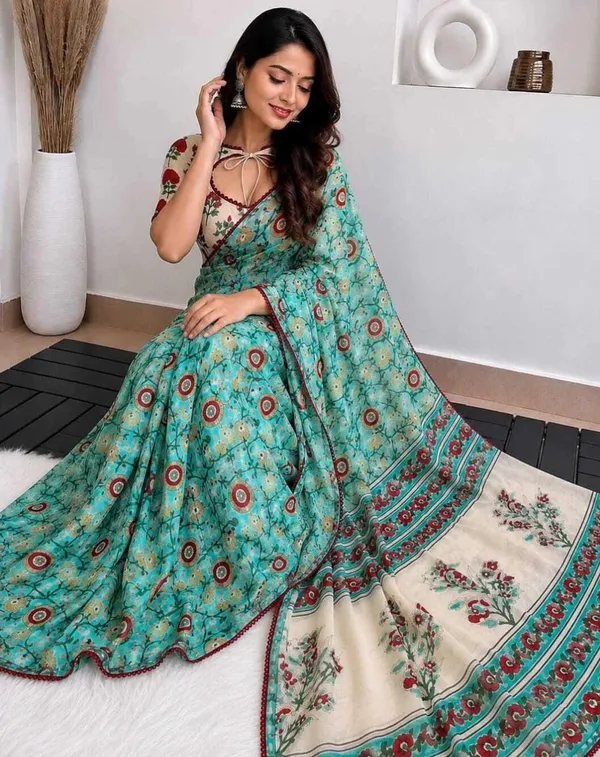 Light_Blue_Georgette_Floral_Print_Saree_For_Women