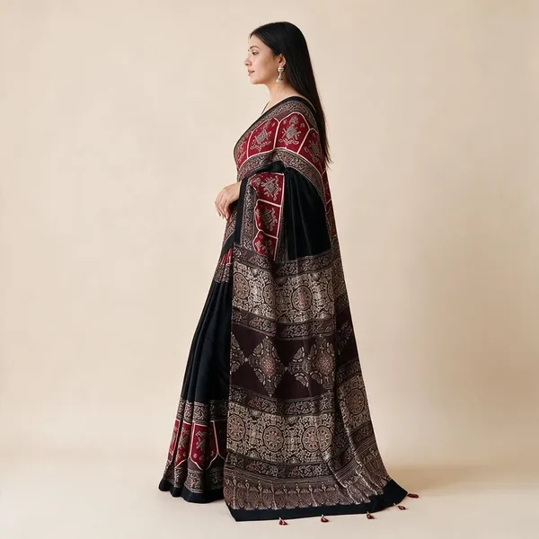 Black_Muslin_Printed_Saree_For_Women
