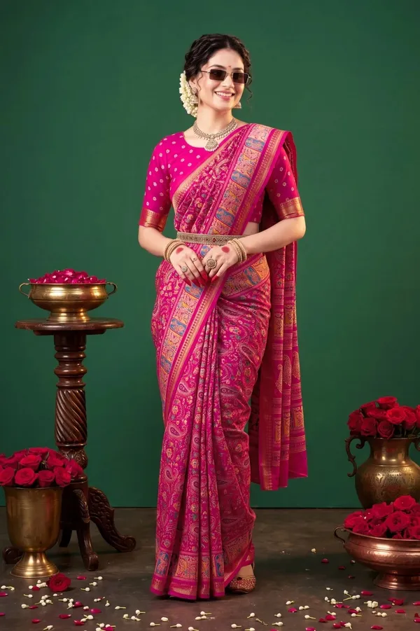 Pink_Banarasi_Silk_Printed_Saree_For_Women