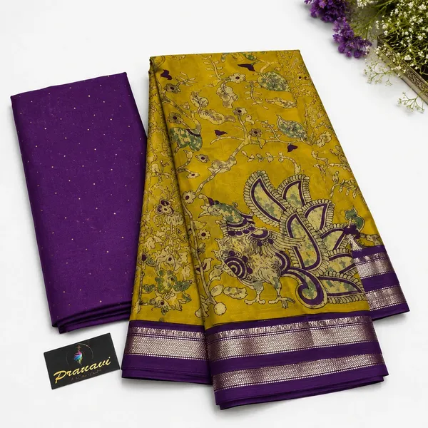 Mustard_Purple_Banarasi_Silk_Printed_Saree_For_Women