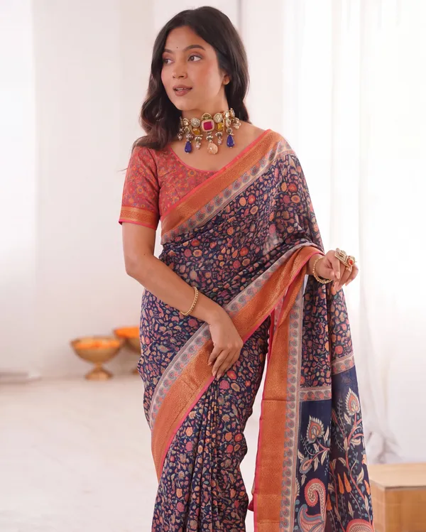 Midnight_Navy_Blue_Linen_Cotton_Printed_Saree_For_Women