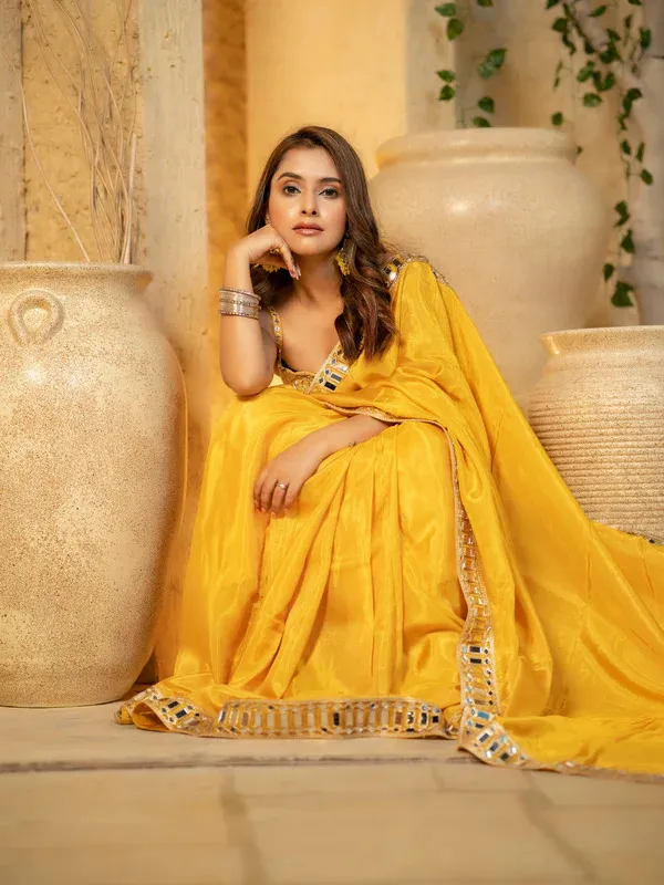 Mustard_Yellow_Space_Silk_Embellished_Saree_For_Women