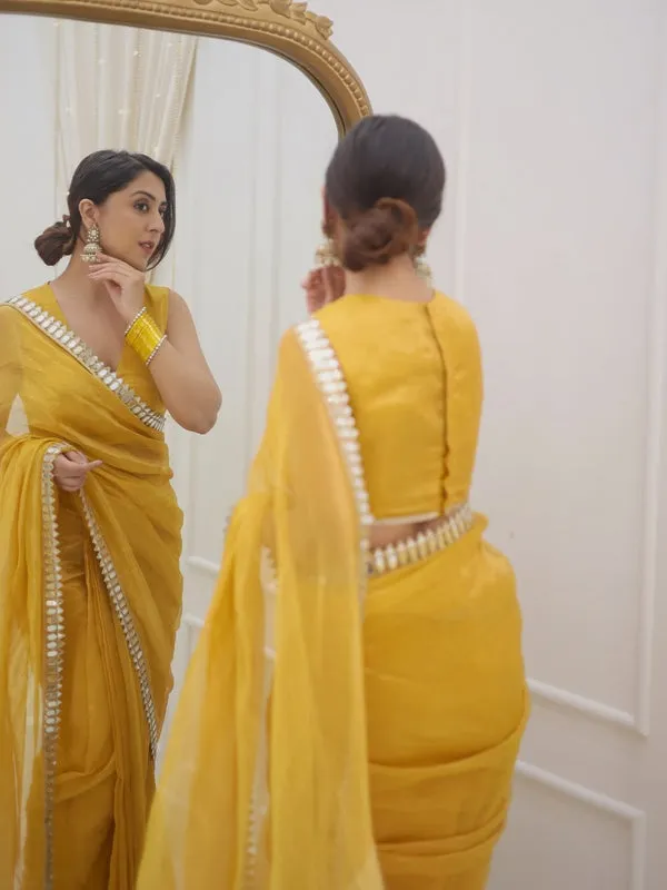 Haldi_Yellow_Space_Silk_Embellished_Saree_For_Women