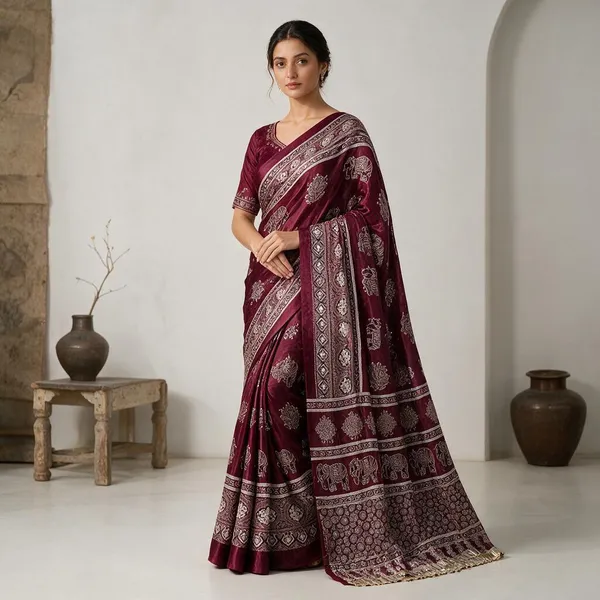 Maroon_Viscose_Rayon_Premium_Saree_For_Women