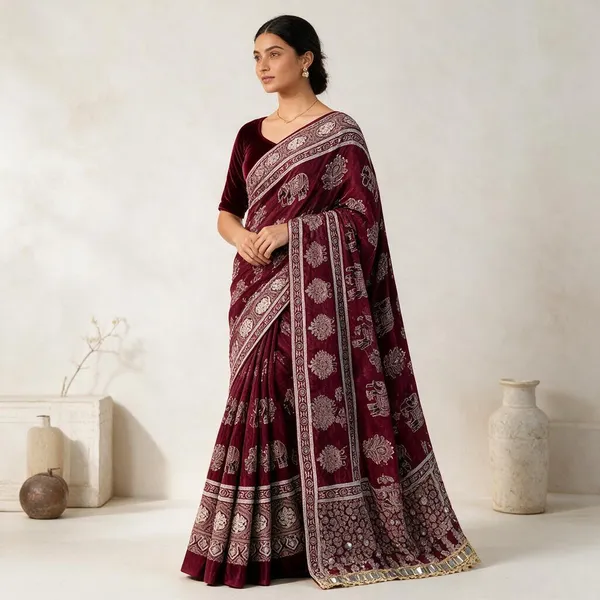 Maroon_Viscose_Rayon_Premium_Saree_For_Women