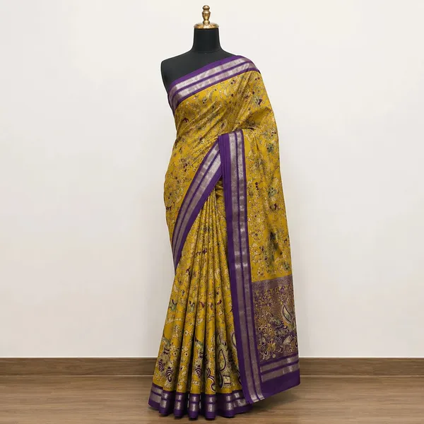 Mustard_Purple_Banarasi_Silk_Printed_Saree_For_Women