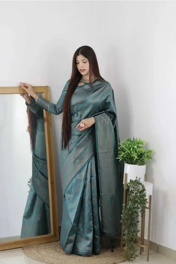 Teal_Art_Silk_Woven_Saree_For_Women