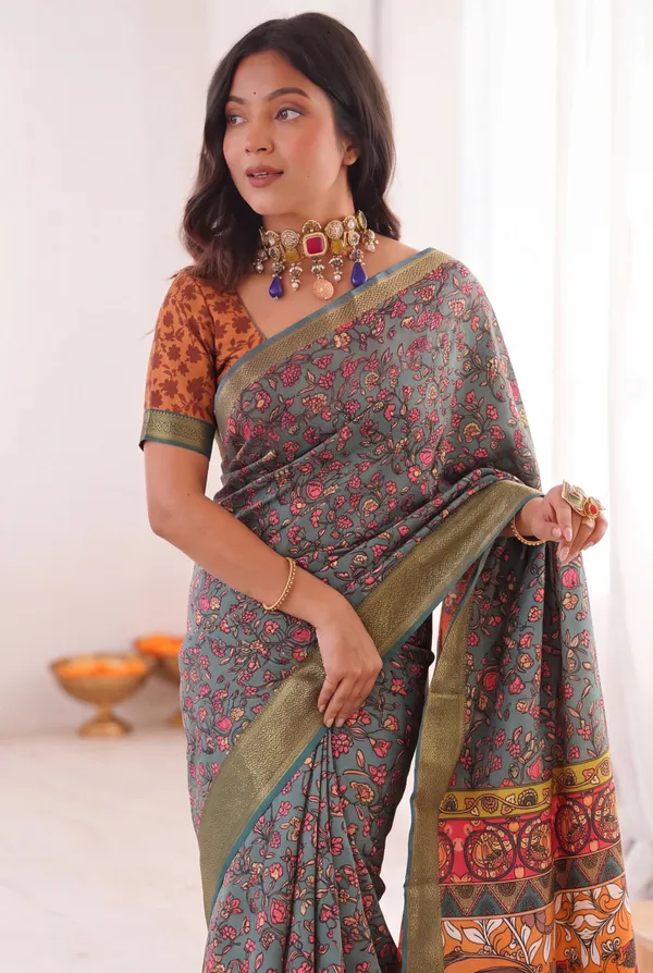Slate_Grey_Linen_Cotton_Printed_Saree_For_Women