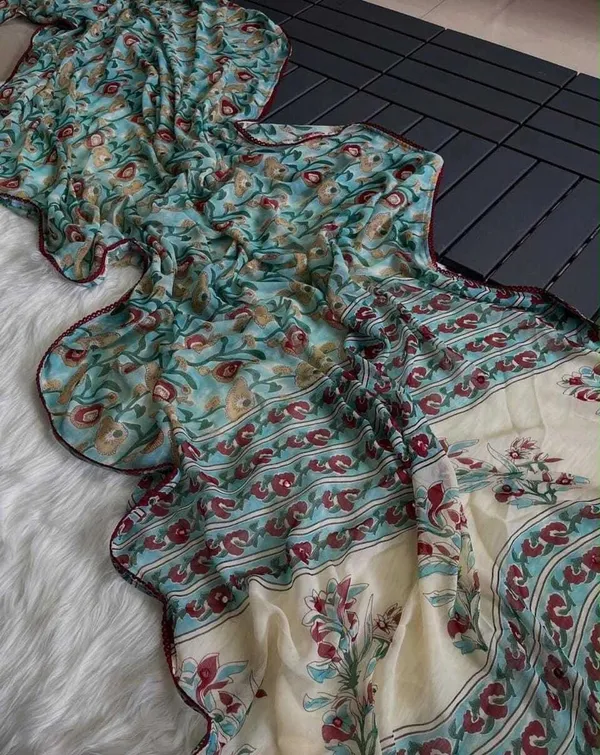 Light_Blue_Georgette_Floral_Print_Saree_For_Women
