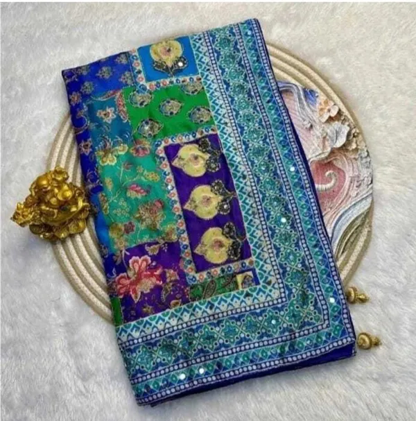 Multicolor_Blue_Silk_Printed_Saree_For_Women