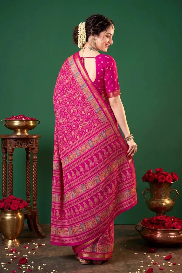 Pink_Banarasi_Silk_Printed_Saree_For_Women