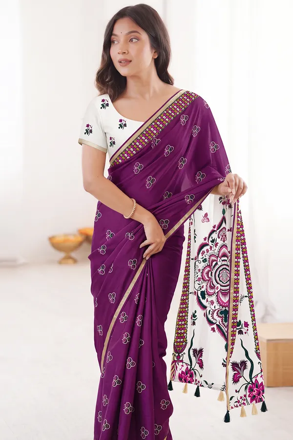 Deep_Purple_Mul_Cotton_Silk_Floral_Print_Saree_For_Women