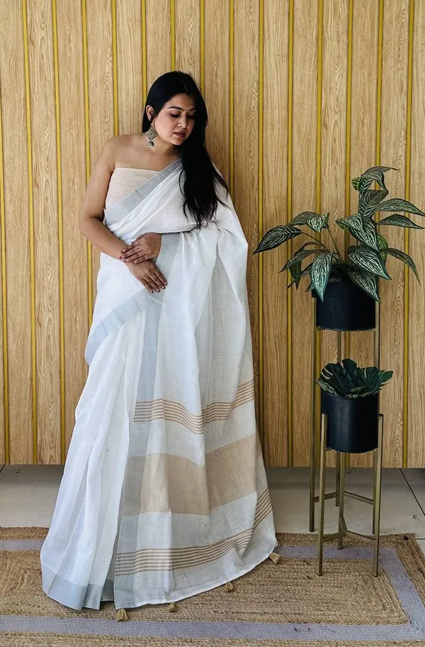 White_Cream_Cotton_Saree_For_Women