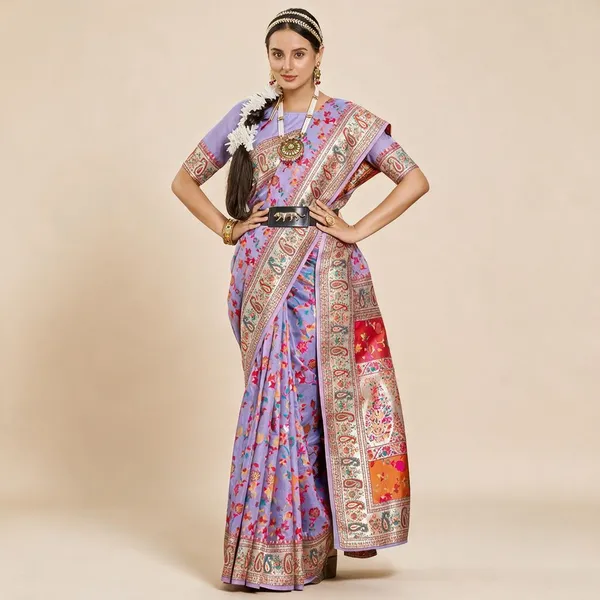 Lavender_Banarasi_Soft_Saree_For_Women