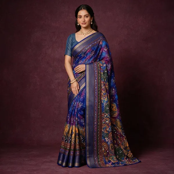 Blue_Georgette_Premium_Saree_For_Women