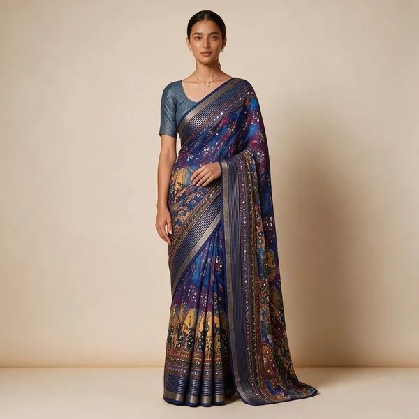 Blue_Georgette_Premium_Saree_For_Women