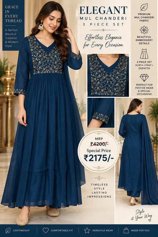 Navy_Blue_Mul_Chanderi_Anarkali_Suit_Set_For_Women